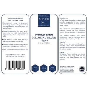 Colloidal Silver 10ppm Bottle Label